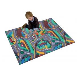 Paradiso Toys Street carpet, 52.4" x 37.4", with Education Road and City with buildings PT02911