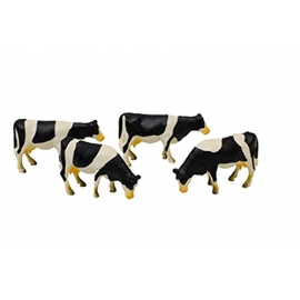 Kids Globe 1:50 Scale 4 Piece Standing Black And White Cow Set KG571967