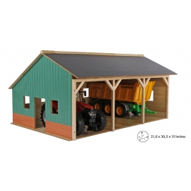 Wood Farm shed toy for 3 tractors