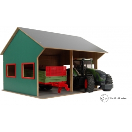Wooden 1:16 Scale farm shed toy for 2 tractors