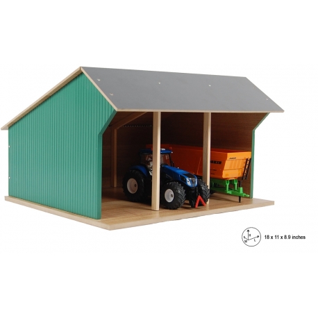 Wooden Farm shed toy for 3 tractors