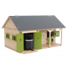 Wooden play Horse stable 2 boxes & equipment - Green - NEW