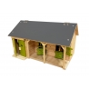 Wooden play Horse stable 2 boxes & equipment - Green - NEW