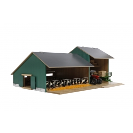 Wooden Toy Cow stable with farmer shed