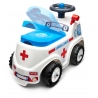 Ambulance ride-on with opening seat and steering wheel with horn