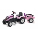 Falk Pink Princess Trac tractor with Trailer, Shovel and Rake, Ride-on + 2 years FA2056C