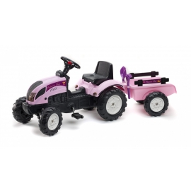 Falk Pink Princess Trac tractor with Trailer, Shovel and Rake, Ride-on + 2 years FA2056C