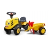 Baby Komatsu ride-on tractor with trailer, rake & shovel