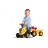 Baby Komatsu ride-on tractor with trailer, rake & shovel