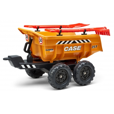 Case CE Maxi tilt trailer with shovel and rake