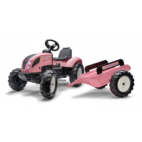 Pink Country Farmer Ride-on tractor with Trailer by Falk - +3years