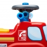 Fireman ride-on with opening seat and steering wheel with horn