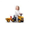 Baby JCB ride-on tractor with trailer, rake & shovel