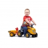 Baby JCB ride-on tractor with trailer, rake & shovel