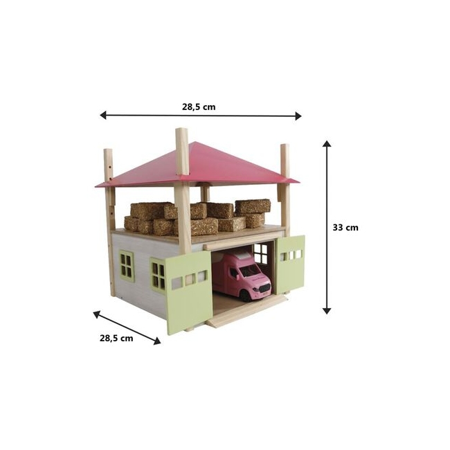 Hay Barn with Loft and Heigh adjustable roof - Pink -