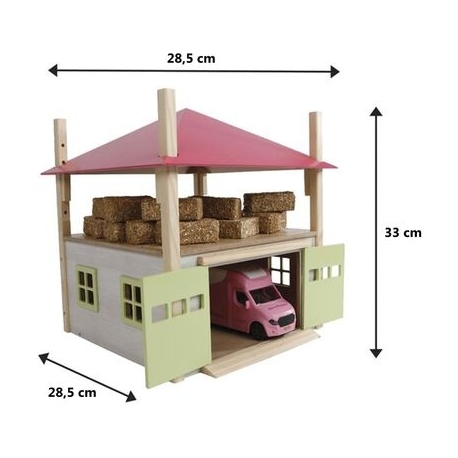 Hay Barn with Loft and Heigh adjustable roof - Pink -